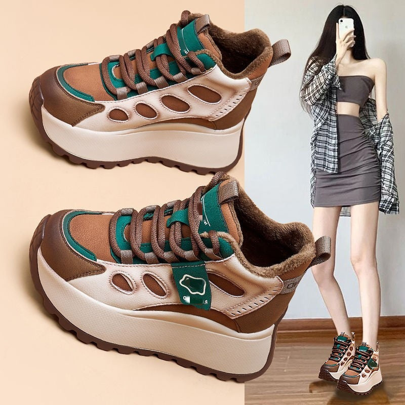 Damen High- Sneaker Sportlich Blockabsatz Schwarz - Norvielle