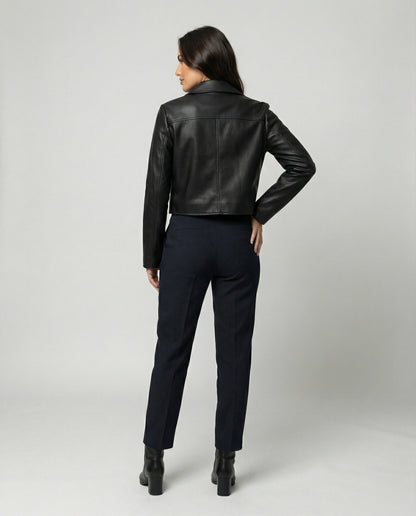 Damen Lederjacke Biker Style Kurz