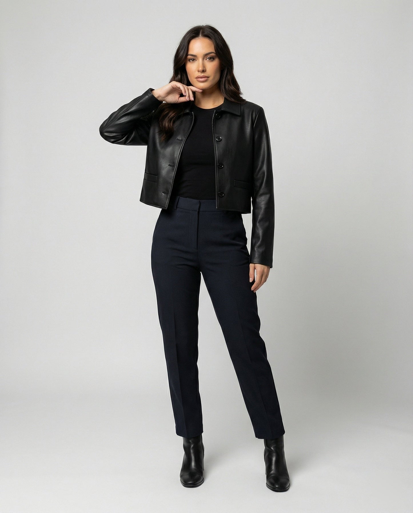 Damen Lederjacke Biker Style Kurz