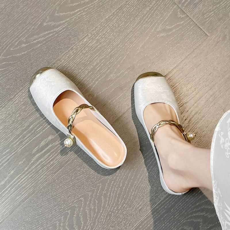 Damen Slides Perlenschmuck Elegante Sandalen - Norvielle