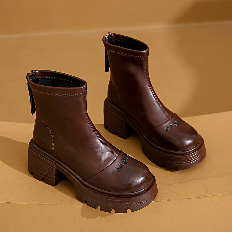 Damen Stiefel Ankle Boots Robust Reißverschluss