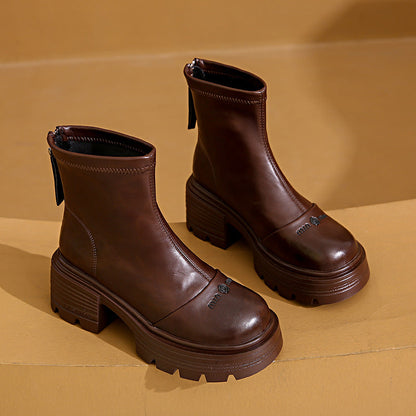 Damen Stiefel Ankle Boots Robust Reißverschluss