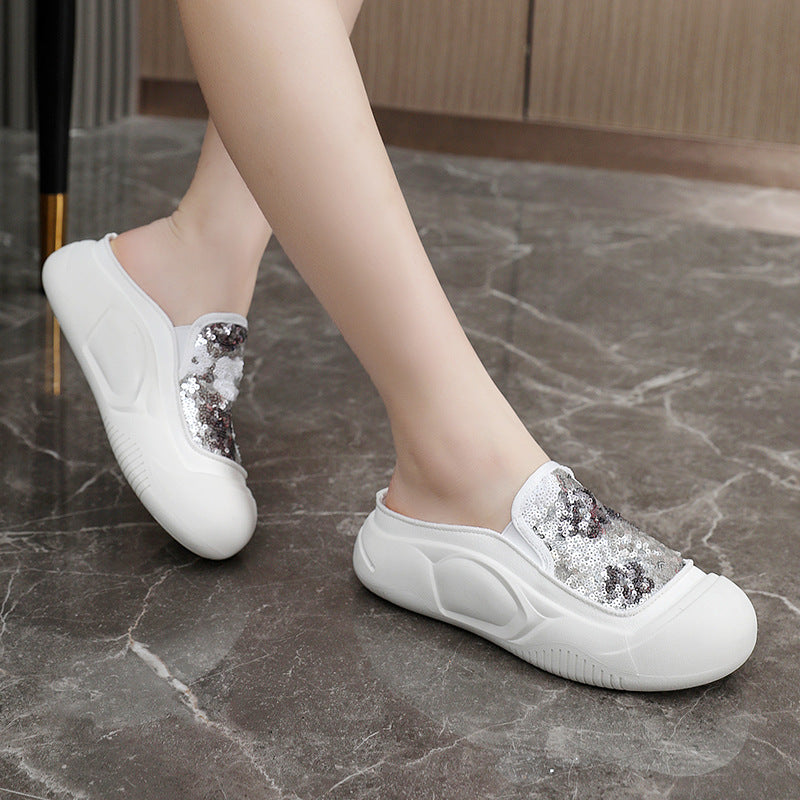 Damen Clogs Schimmer Pailletten Modisch