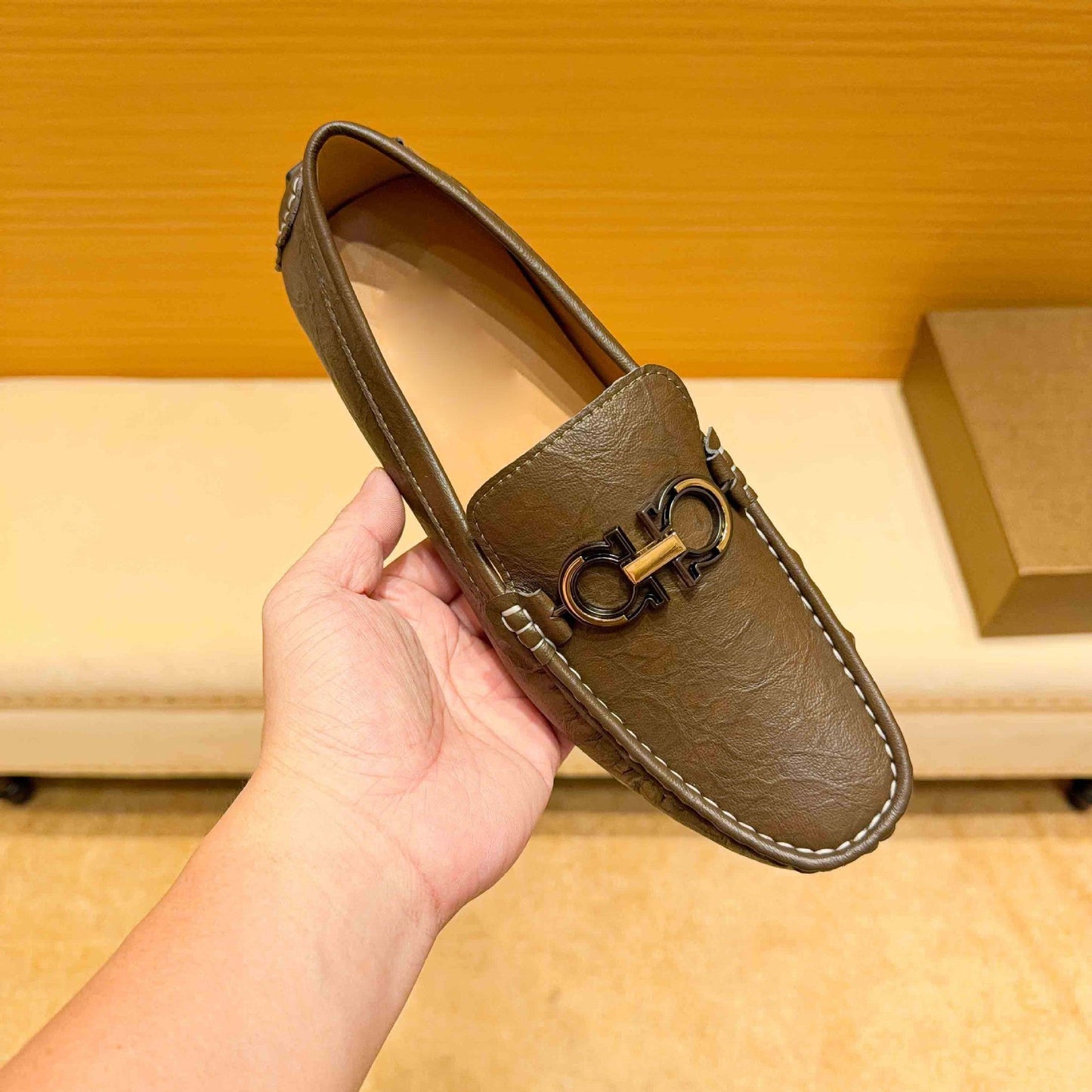 Damen Mokassins Leder Elegante Schuhe