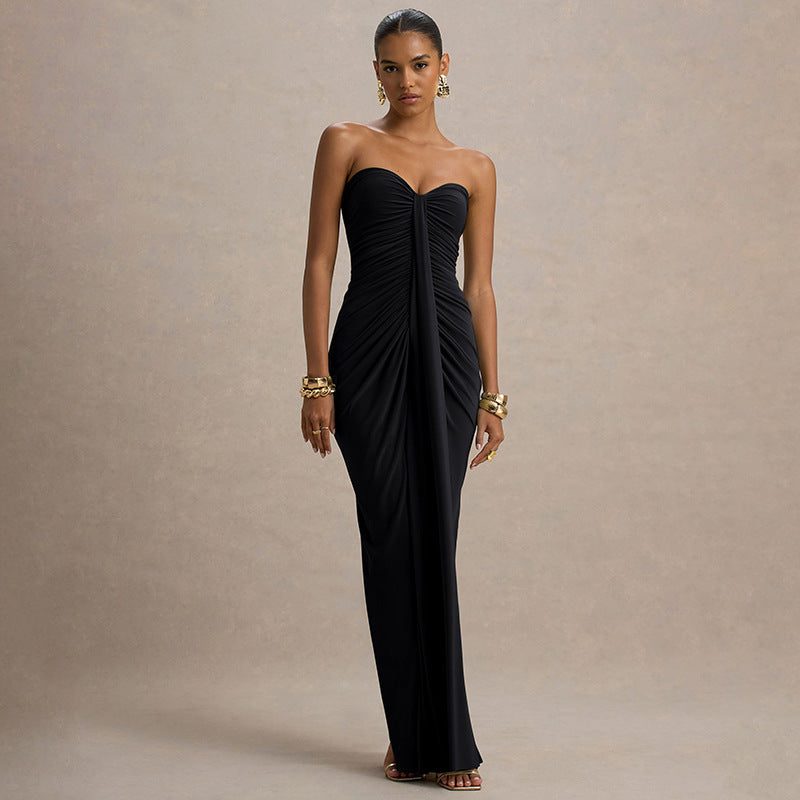 Frauen Abendkleid Elegant Gerafft Lang