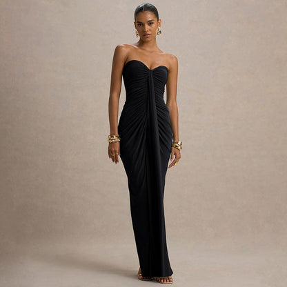 Frauen Abendkleid Elegant Gerafft Lang