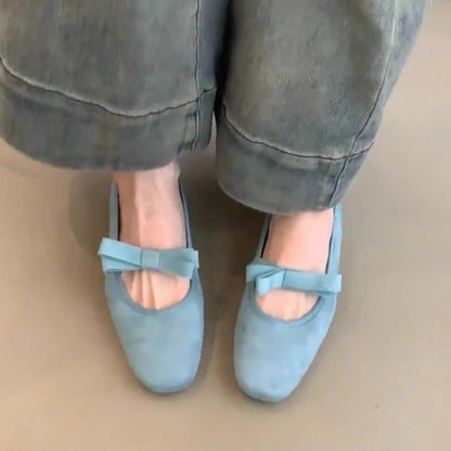Damen Ballerinas Weiches Leder Schleifen Design