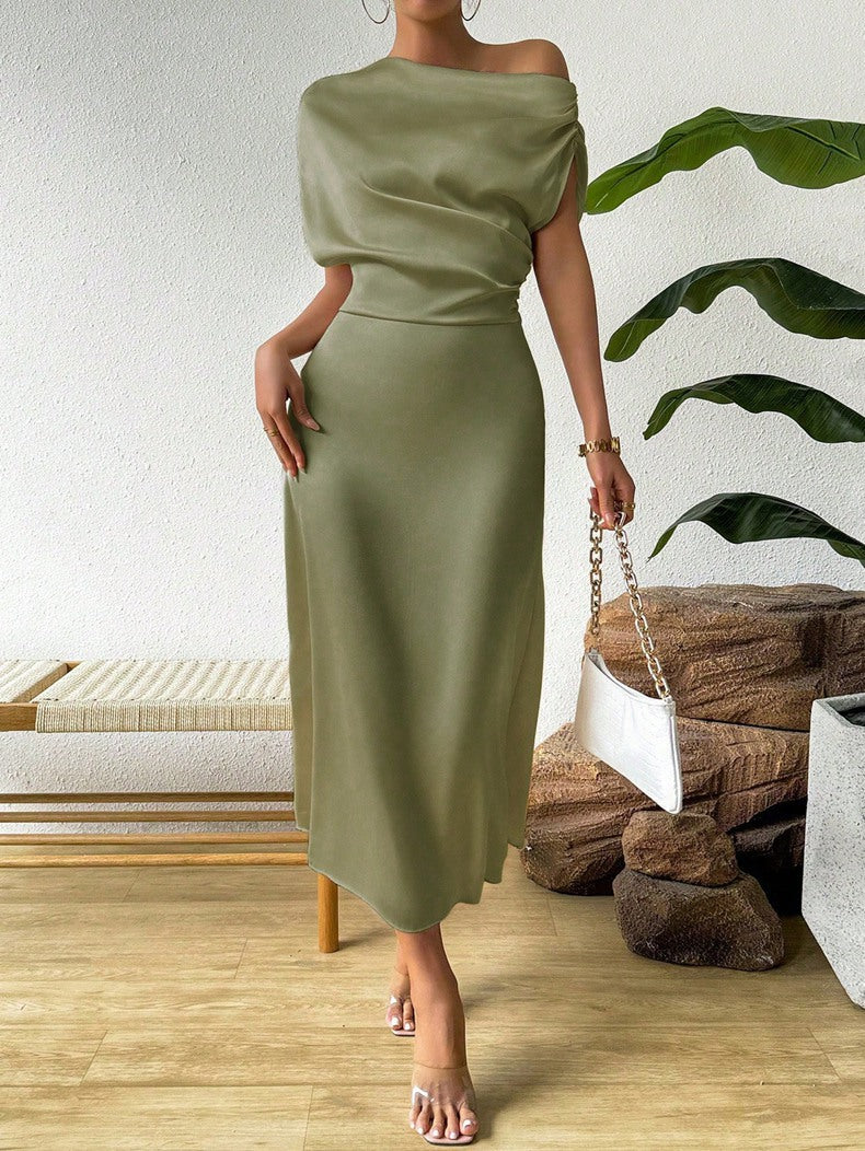 Damen Abendkleid Asymmetrisch Fließend
