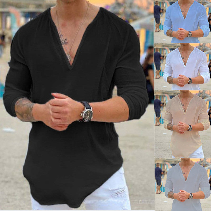 Herren Langarmshirt V-Ausschnitt Modern Casual - Norvielle