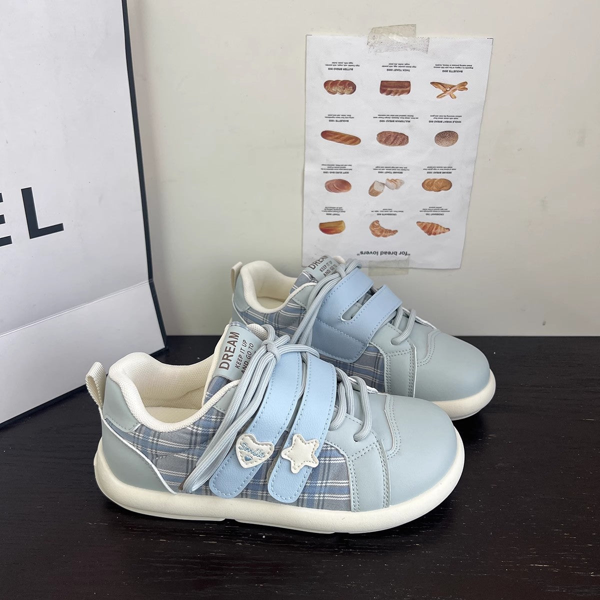 Damen Sneaker Kariert Klettverschluss Sportlich