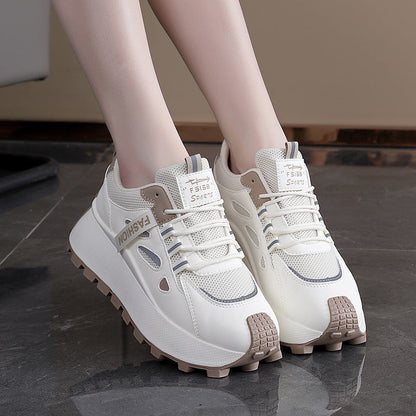 Damen Sneaker Hoch Plateau Atmungsaktives Mesh