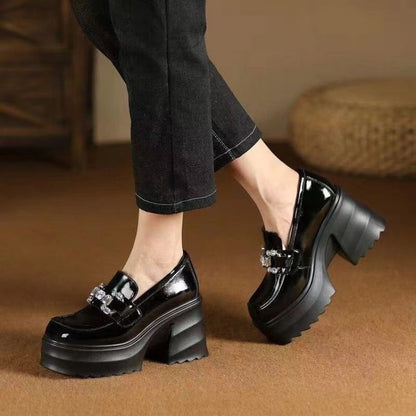 Damen Plateau Schuhe Hoch mit Ketten Dekor