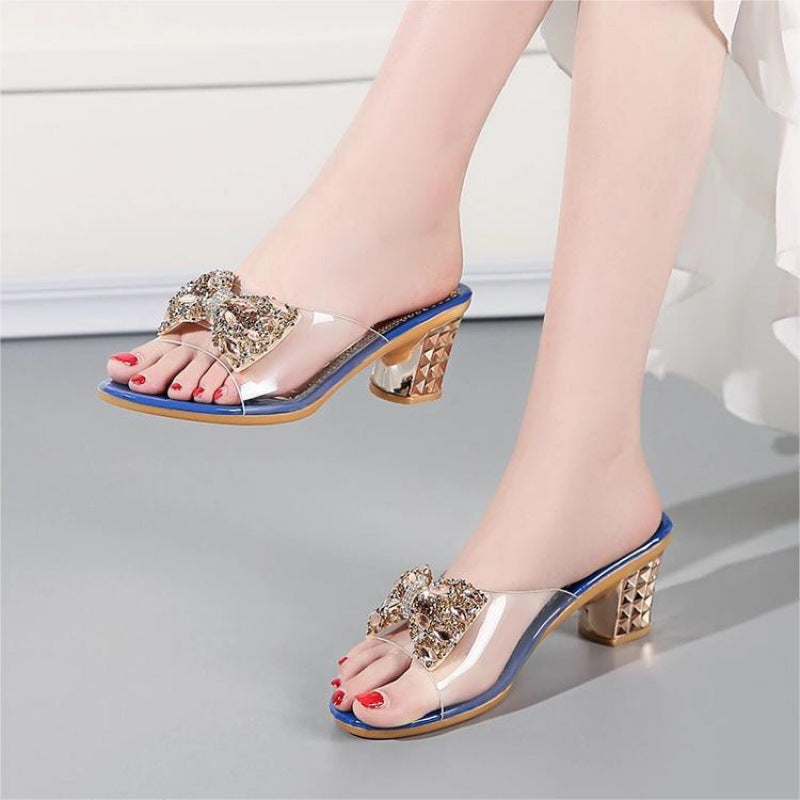 Damen Sandaletten Elegantes Schleifendesign Durchsichtiger Absatz