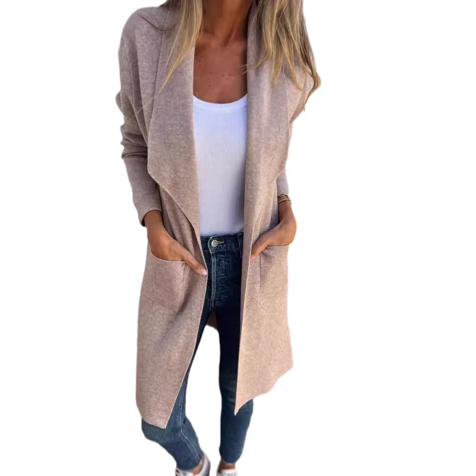 Damen Langcardigan Strick Offene Kanten