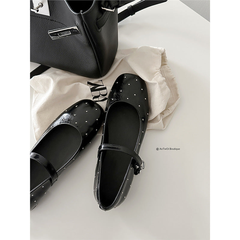 Damen Ballerinas Glitzer Schnalle Elegantes Design