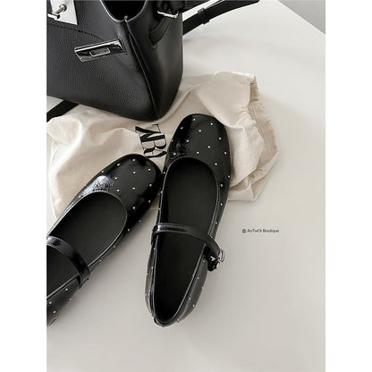 Damen Ballerinas Glitzer Schnalle Elegantes Design