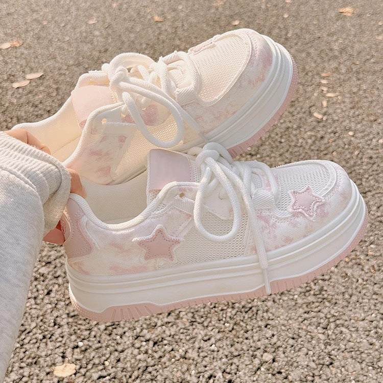 Damen Sneaker Atmungsaktiv Komfortabel Sternenmotive Schwarz - Norvielle