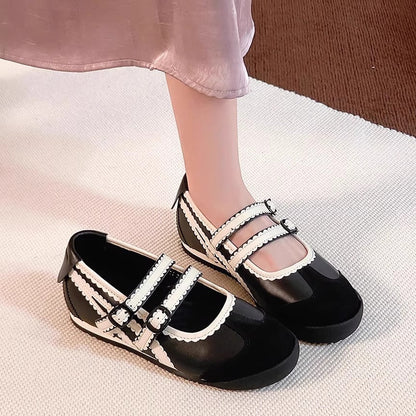 Damen Mary Jane Schuhe Bequem Blumen Verzierung - Norvielle