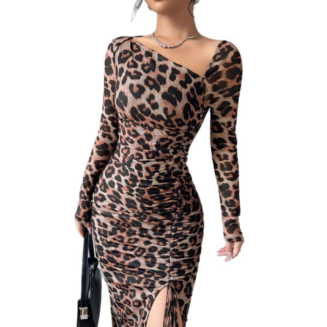 Damen Maxikleid Asymmetrischer Ausschnitt Elegant Längs
