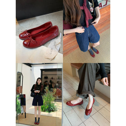 Damen Ballerinas Komfort Leder
