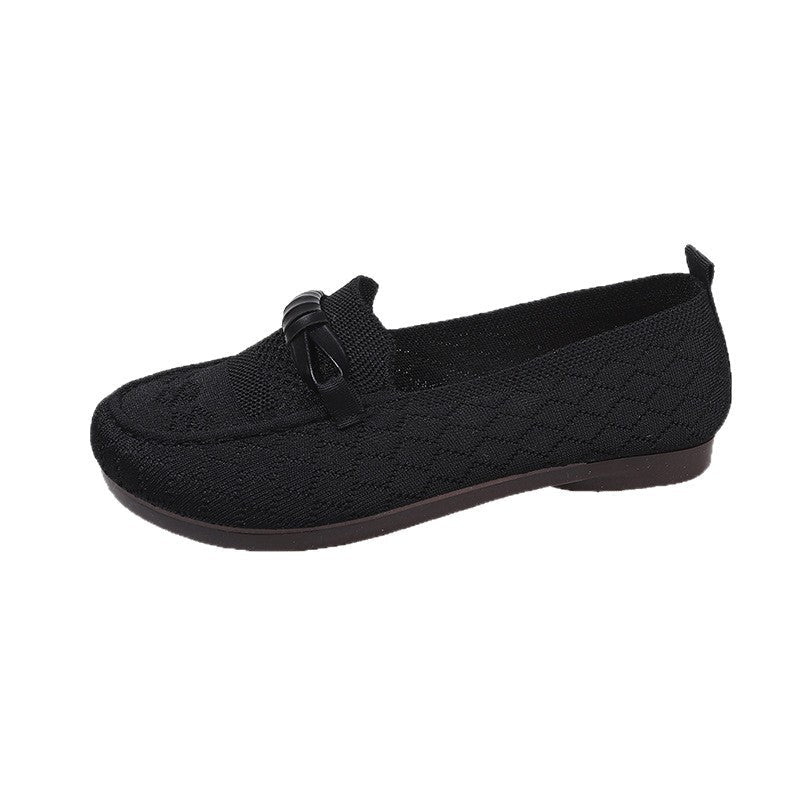 Damen Mokassins Flach Elastisch mit Schleife