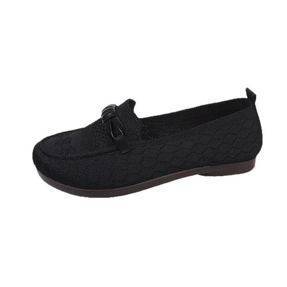 Damen Mokassins Flach Elastisch mit Schleife