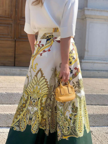Damen Palazzo Hose Großes Muster
