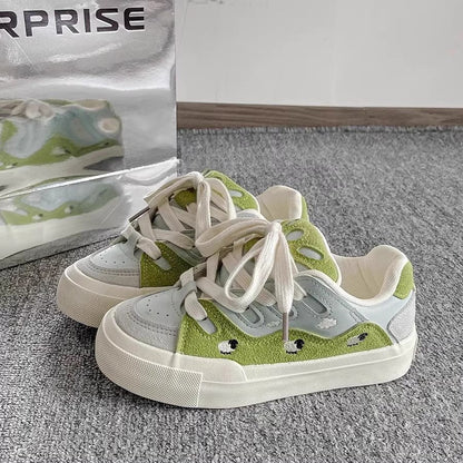 Damen Sneaker Atmungsaktives Obermaterial Weich Schäfchen Optik