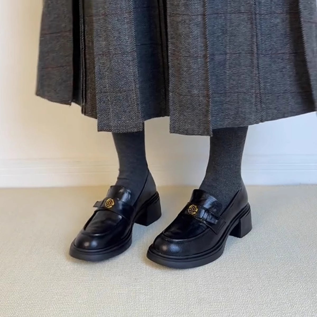 Damen Slipper Eleganter Blockabsatz Riemenverschluss Komfort