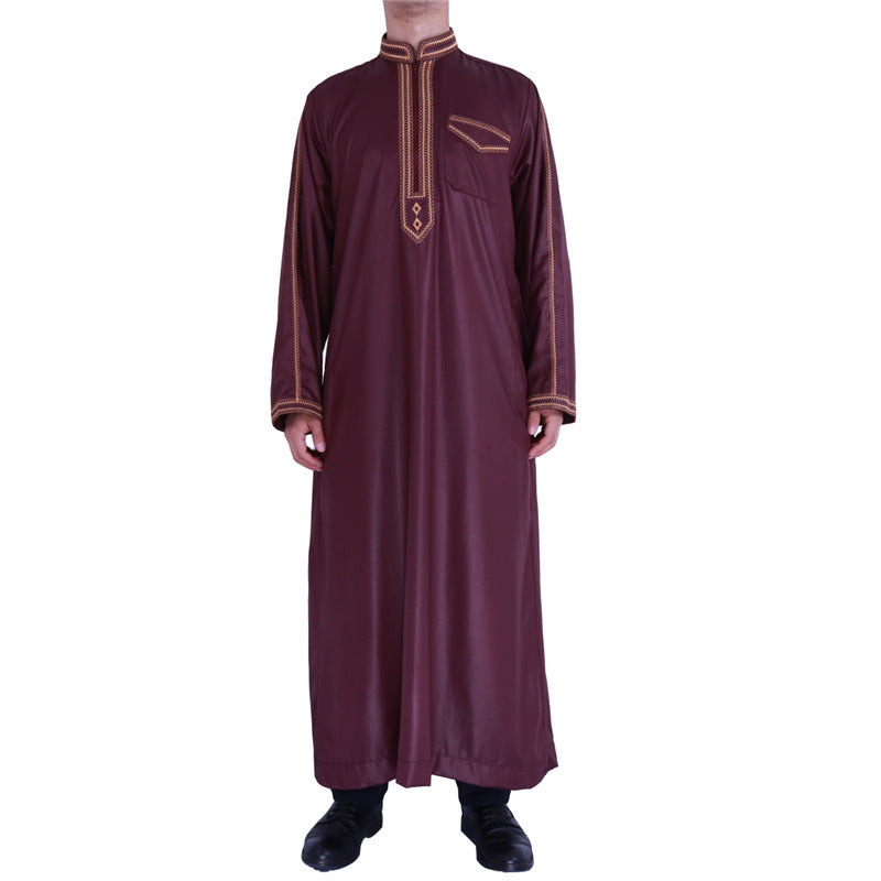 Herren Langmantel Elegant Stickerei Knöpfe