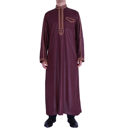 Herren Langmantel Elegant Stickerei Knöpfe