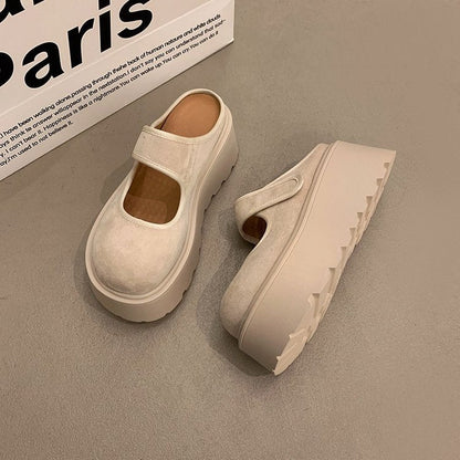 Damen Plateau Clogs Glänzend Rutschfest