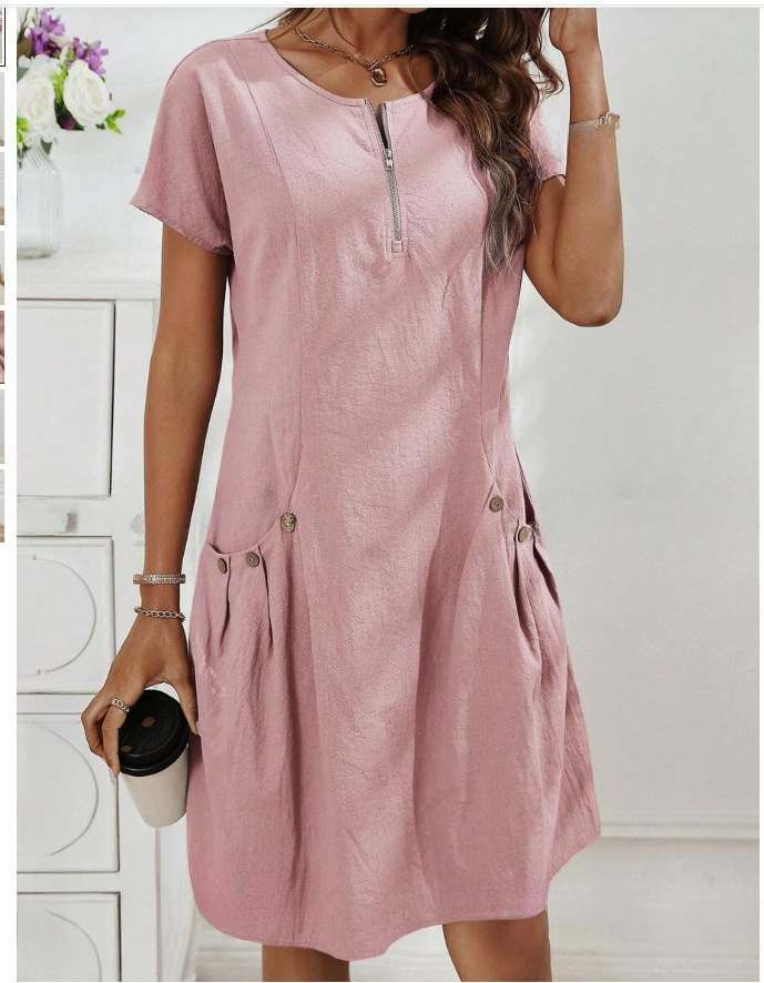 Damen Freizeitkleid Reißverschluss Bequem