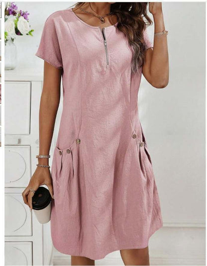 Damen Freizeitkleid Reißverschluss Bequem