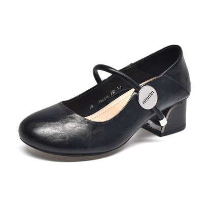 Damen Ballerinas Elegante Mary Jane Schuhe Komfort Blockabsatz