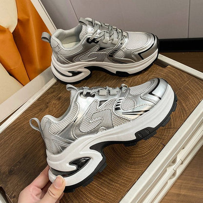 Damen Sneaker Sportlich Chunky Reflektierend