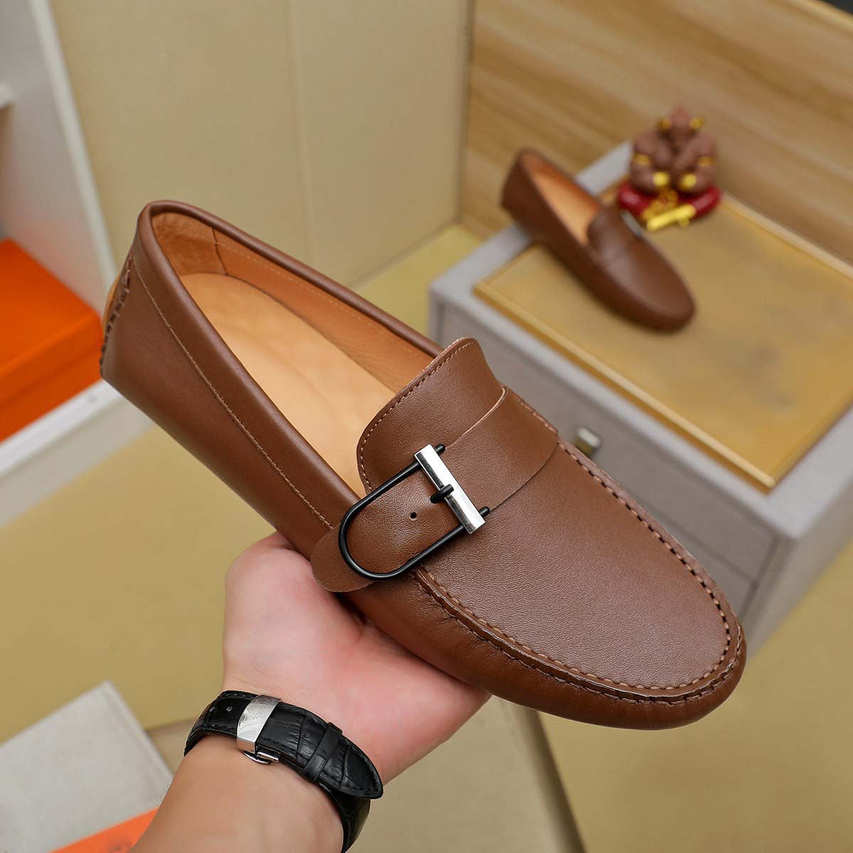 Herren Mokassins Leder Schnalle Modern