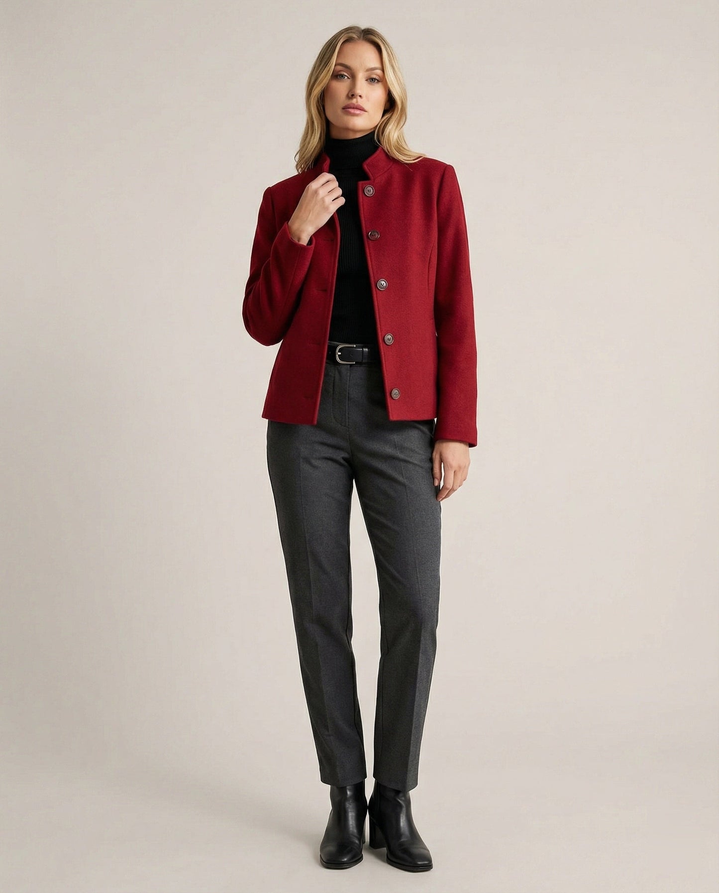 Herren Blazer Rot Stehkragen Modern