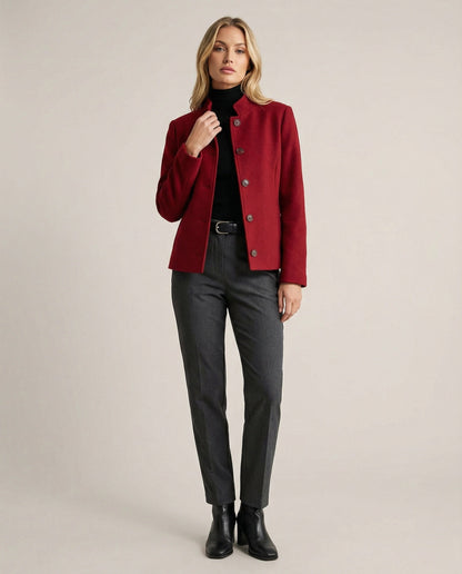 Herren Blazer Rot Stehkragen Modern