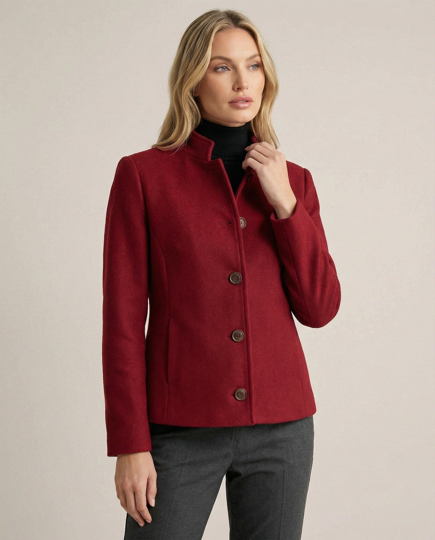 Herren Blazer Rot Stehkragen Modern - Norvielle