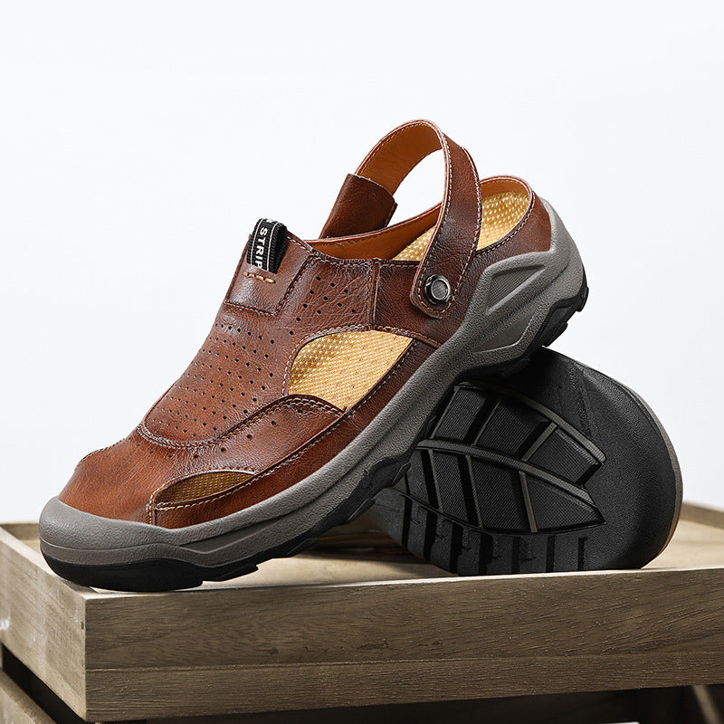 Damen Sandalen Leder Atmungsaktiv Sommerlich