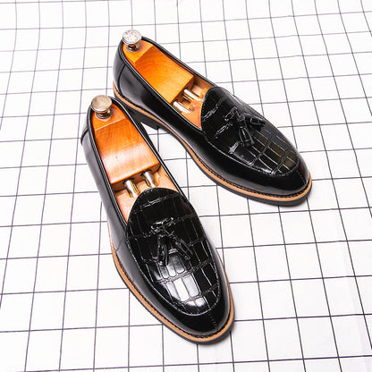 Damen Mokassins Leder Schuhe Elegantes Quasten-Design Braun