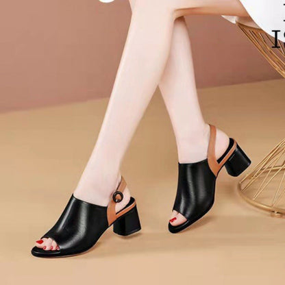 Damen Sandaletten Riemchen Schuhe Eleganter Blockabsatz