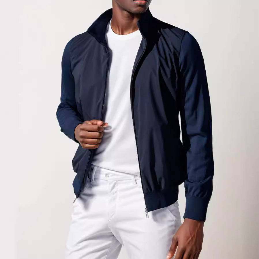 Herren Slim Fit Sommerjacke Lässig Reißverschluss Taschen
