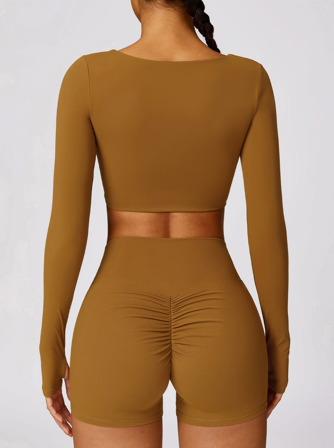 Damen Langarm Crop- Nahtlos Sport-BH - Norvielle