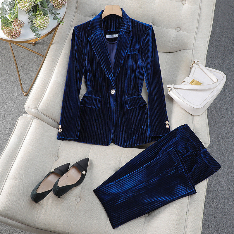 Damen Business Anzug Lang Blazer Samt