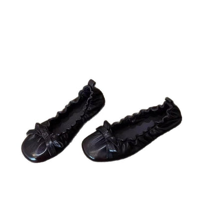 Damen Ballerinas Elastisch mit Rüschen und Schleifen Detail