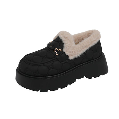 Damen Slipper Warm gefüttert Plateauabsatz