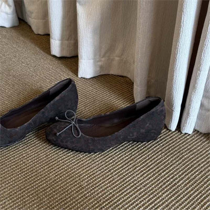 Damen Ballerinas Wildleder Schnürsenkel Weich
