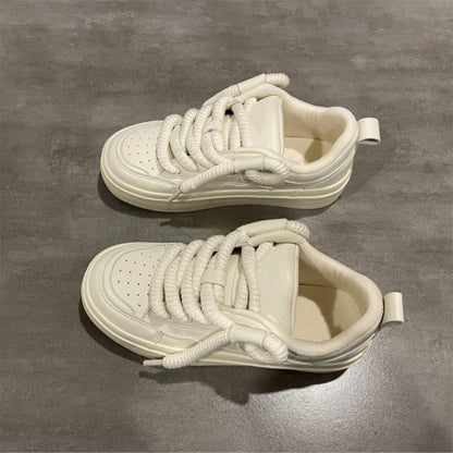 Damen Sneaker Minimalistisch Doppelschnürung Komfortabel - Norvielle
